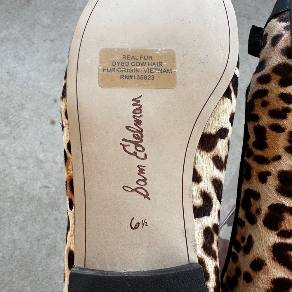 Sam Edelman Mage Leopard Print Calf Hair Flats Leather Women's Size 6.5 - Picture 7 of 12